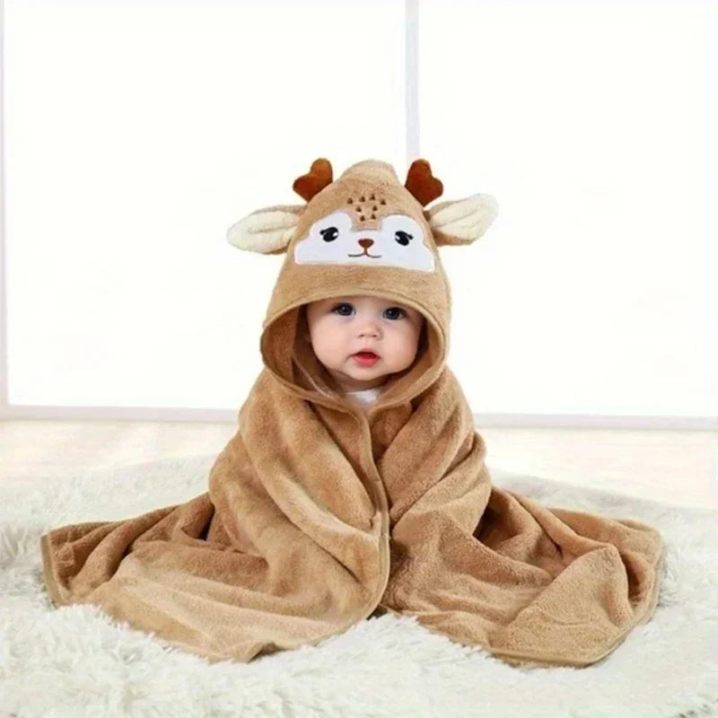 Amiriva Baby Hooded Bath Towel – Soft Coral Velvet Cartoon Swaddle Wrap for Newborns