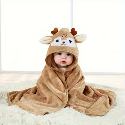 Amiriva Baby Hooded Bath Towel – Soft Coral Velvet Cartoon Swaddle Wrap for Newborns