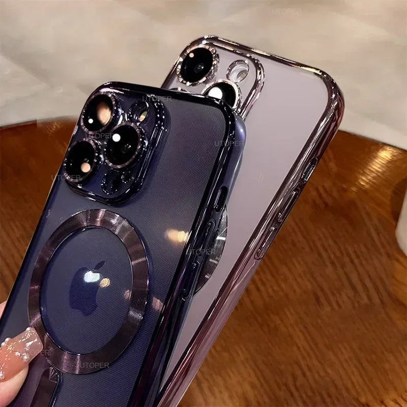Luxury Lens Seal Protect Plating Phone Case For IPhone - (SF1008A)
