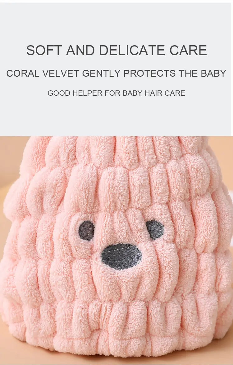 Amiriva Baby Girl Hair Towel with Cute Rabbit Ears – Coral Fleece Quick Dry Towel