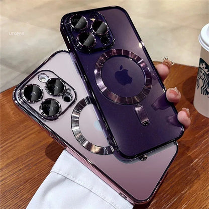 Luxury Lens Seal Protect Plating Phone Case For IPhone - (SF1008A)