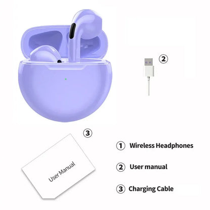 Original Air Pro 6 TWS Wireless Bluetooth Headset by Amiriva – Premium in-ear wireless earbuds with noise-free audio, built-in microphone, and sleek design for everyday use