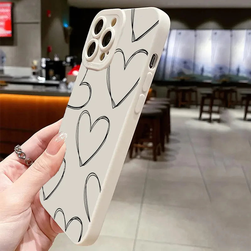 AMIRIVA Black and White Love Shockproof Silicone iPhone Case with Matte Finish – Compatible with iPhone 13 to 16 Pro Max