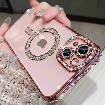 Luxury Crystal Diamond Clear MagSafe Case for iPhone 11–15 Pro Max - (JUL103)
