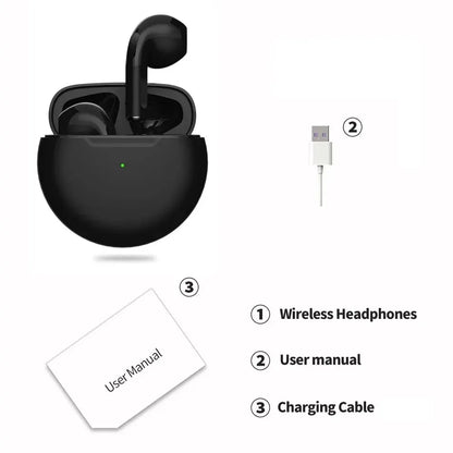 Original Air Pro 6 TWS Wireless Bluetooth Headset by Amiriva – Premium in-ear wireless earbuds with noise-free audio, built-in microphone, and sleek design for everyday use