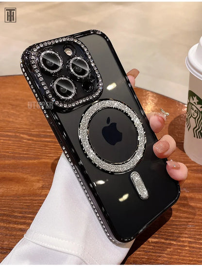Luxury Crystal Diamond Clear MagSafe Case for iPhone 11–15 Pro Max - (JUL103)