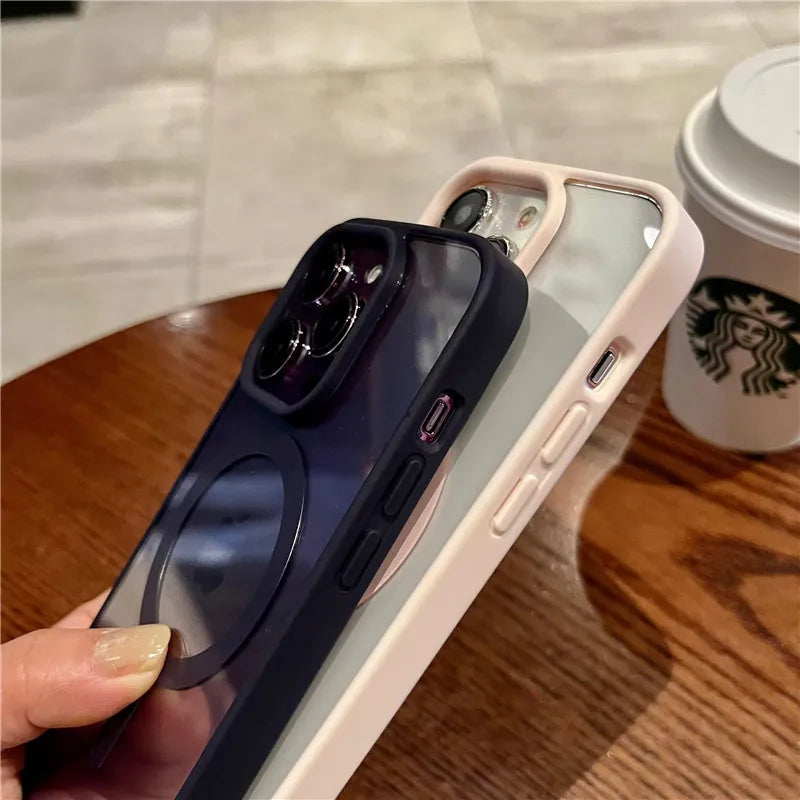 Luxury Magnetic Wireless Charging Case for MagSafe – Shockproof & Transparent Bumper for iPhone 16-11 Pro Max - (SF1019B)