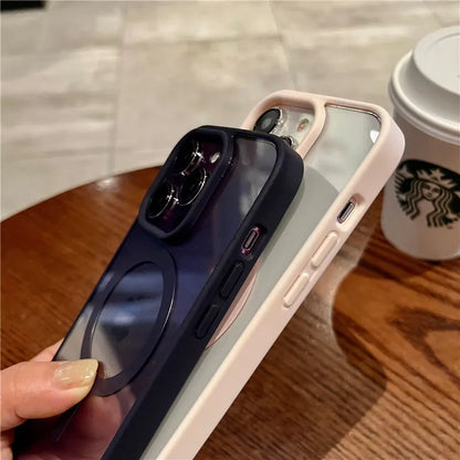 Luxury Magnetic Wireless Charging Case for MagSafe – Shockproof & Transparent Bumper for iPhone 16-11 Pro Max - (SF1019B)