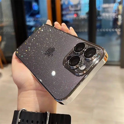 Amiriva Luxury Electroplated Glitter Case – Clear Transparent, Shockproof Hard Back Cover for iPhone