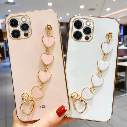 Amiriva Cute iPhone Case with Heart Design and Wrist Strap Chain