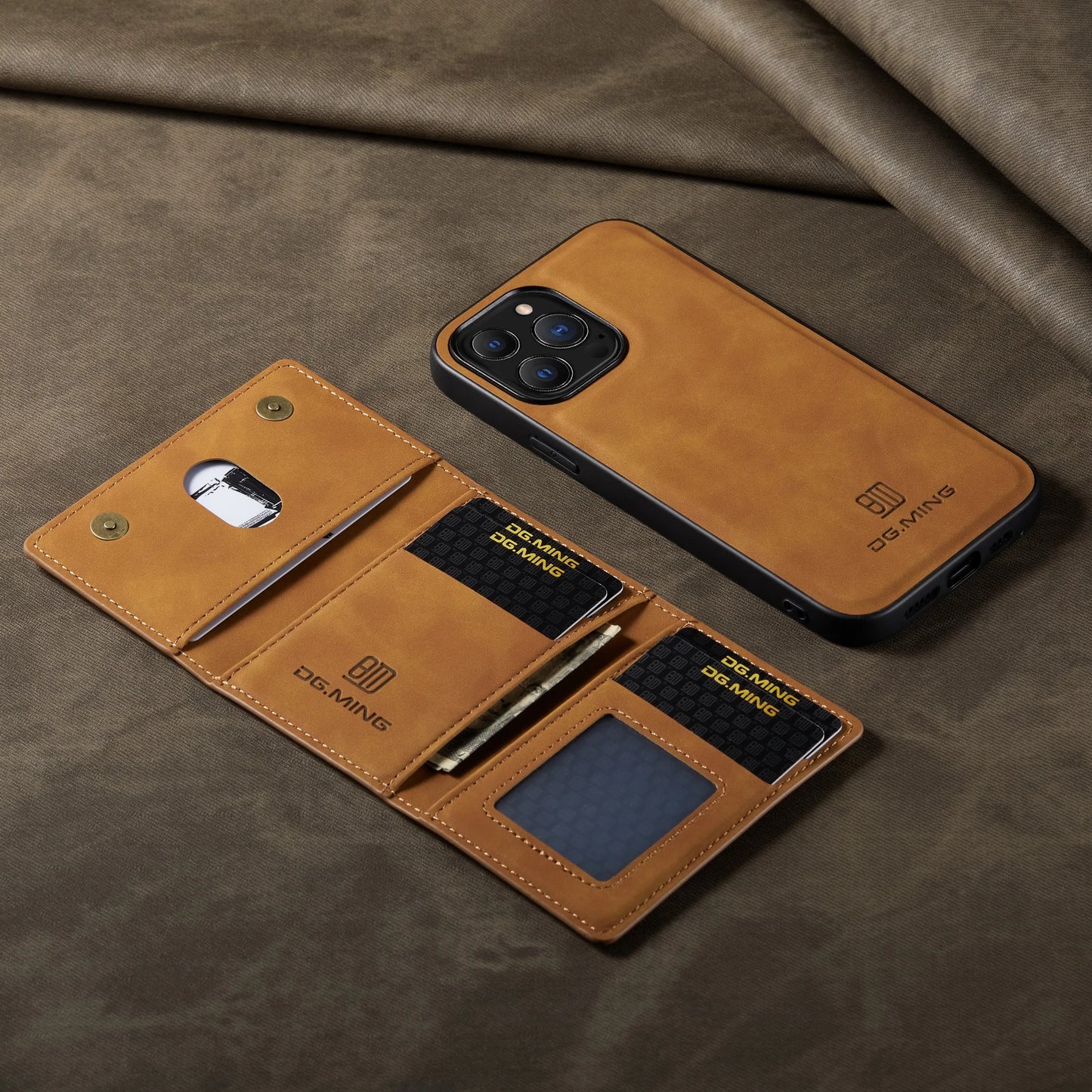 2-in-1 Magnetic Leather Wallet Case for iPhone 11–16 Pro Max – Detachable with Card Holder (ZYP333)
