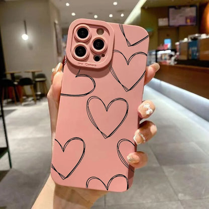 AMIRIVA Black and White Love Shockproof Silicone iPhone Case with Matte Finish – Compatible with iPhone 13 to 16 Pro Max
