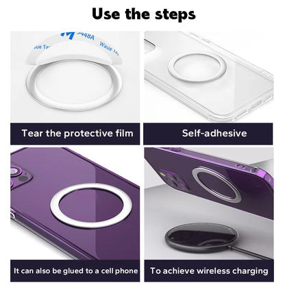 Amiriva Magnetic Wireless Charging Iron Plate Ring – Magsafe Accessory for iPhone, Samsung, Xiaomi