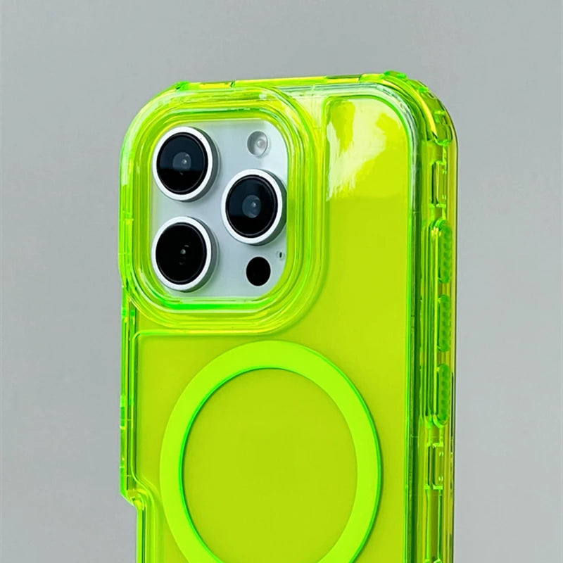 Neon Bumper Clear MagSafe iPhone Case – Shockproof & Wireless Charging Compatible- (NC1001)