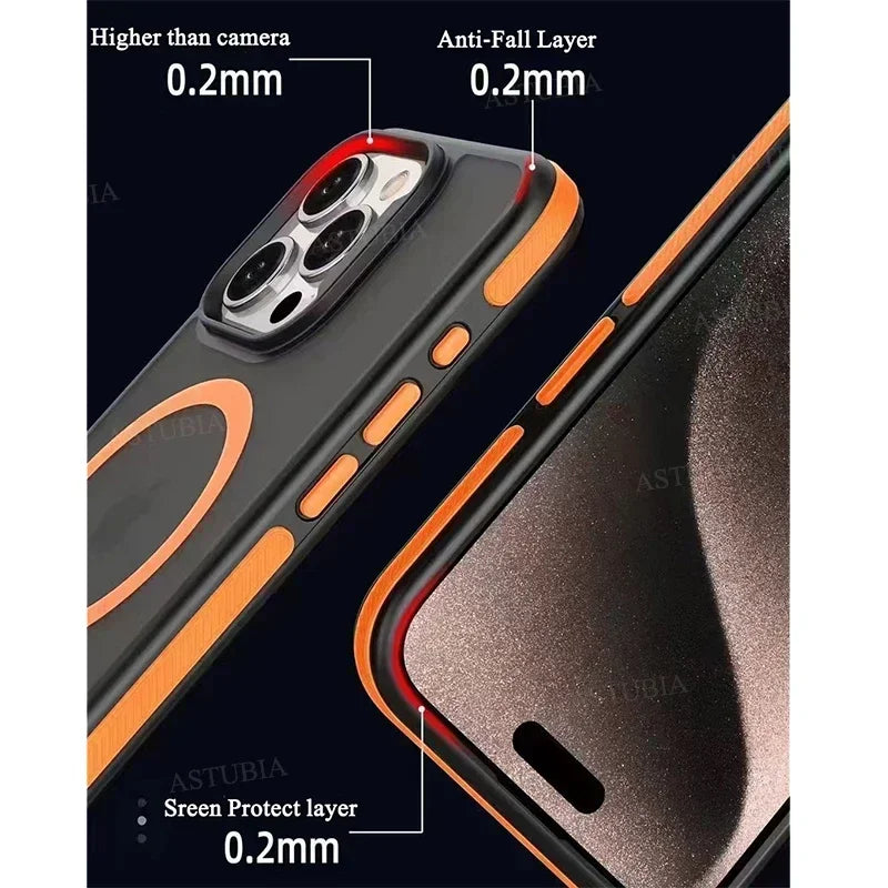 Luxury MagSafe Transparent Case for iPhone 16 15 14 13 12 11 Pro XS XR Max Mini Plus – Wireless Charging Cover + Free Shipping (SF1018)