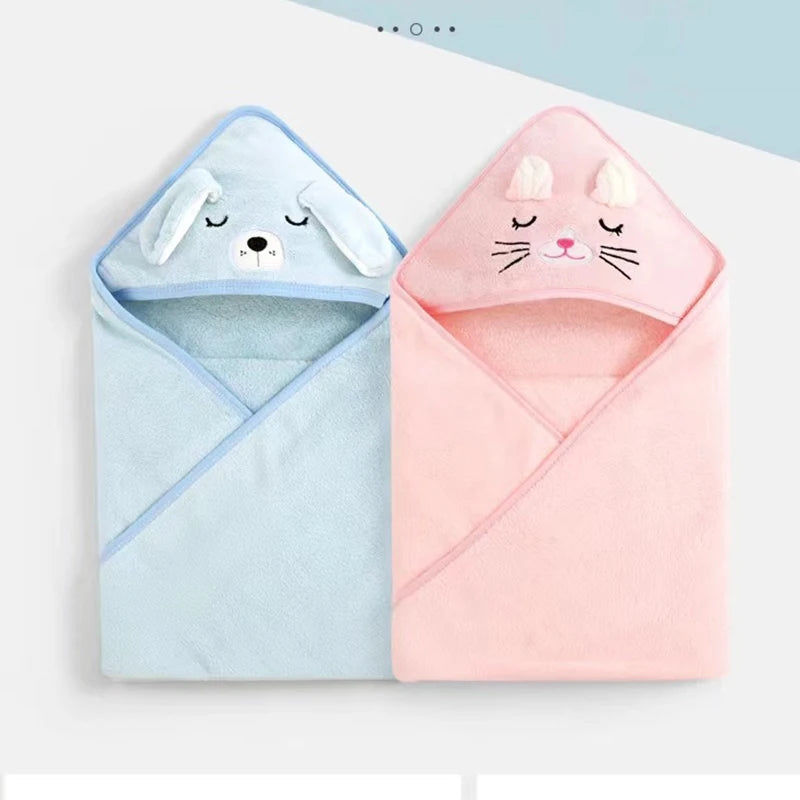Amiriva Toddler Hooded Bathrobe Blanket – Coral Fleece Cartoon Towel Swaddle for Newborns and Kids