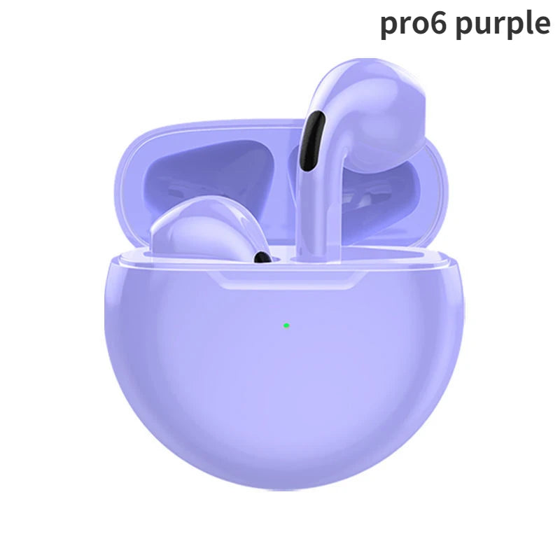 Original Pro 6 TWS Wireless Bluetooth Earphones by Amiriva – Waterproof in-ear earbuds with microphone, AAC support, and semi-open design for sports and daily use