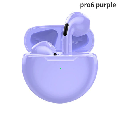 Original Pro 6 TWS Wireless Bluetooth Earphones by Amiriva – Waterproof in-ear earbuds with microphone, AAC support, and semi-open design for sports and daily use