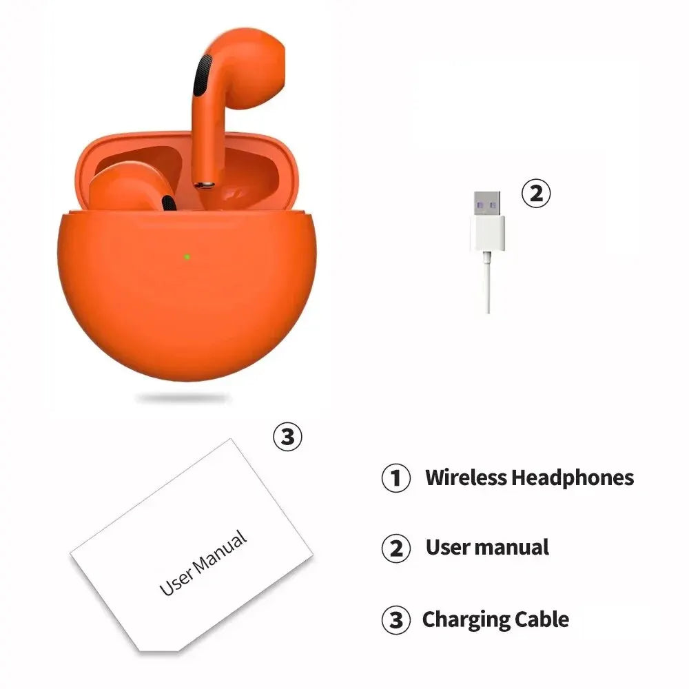 Original Air Pro 6 TWS Wireless Bluetooth Headset by Amiriva – Premium in-ear wireless earbuds with noise-free audio, built-in microphone, and sleek design for everyday use