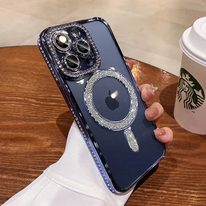 Luxury Crystal Diamond Clear MagSafe Case for iPhone 11–15 Pro Max - (JUL103)