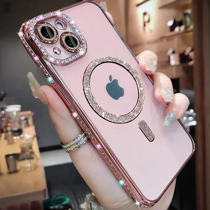 Crystal Diamond Clear Case for iPhone – Sparkly MagSafe Bling Cover | Amiriva - (SN1004)