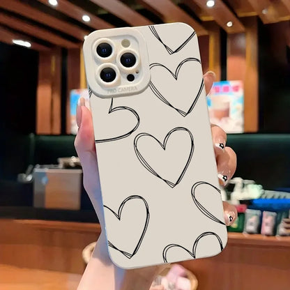 AMIRIVA Black and White Love Shockproof Silicone iPhone Case with Matte Finish – Compatible with iPhone 13 to 16 Pro Max