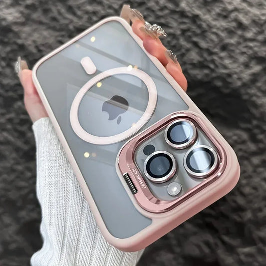Luxury Magnetic Shockproof iPhone Case – MagSafe Compatible with Stand & Lens Protection - (SF2020A)
