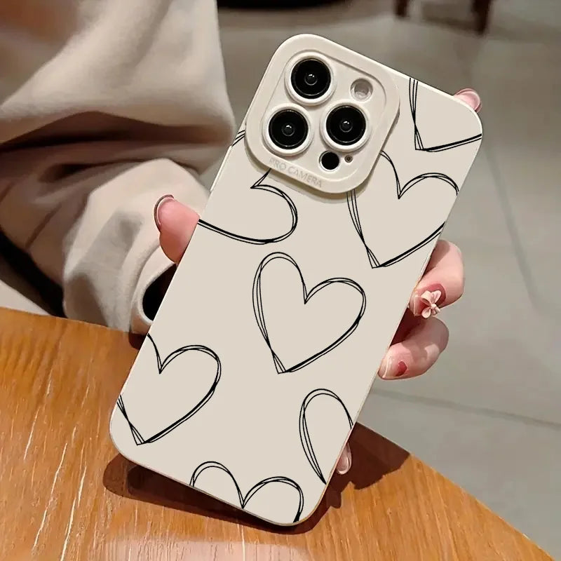AMIRIVA Black and White Love Shockproof Silicone iPhone Case with Matte Finish – Compatible with iPhone 13 to 16 Pro Max