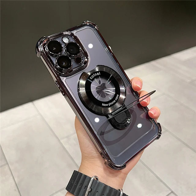 Magsafe Magnetic Plating Frame Stand Phone Case For iPhone Luxury - (KR1004)