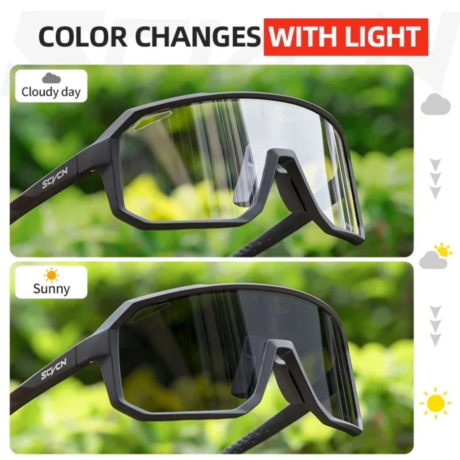 Amiriva unisex photochromic cycling sunglasses with UV400 lenses, lightweight acetate frame, ideal for road biking and outdoor sports