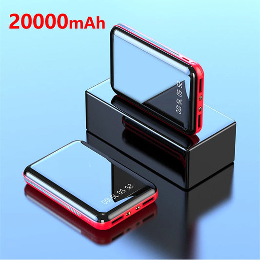 Amiriva Mini 20,000mAh Mirror Screen Power Bank – LED Display & Built-in Cables (AR1008)