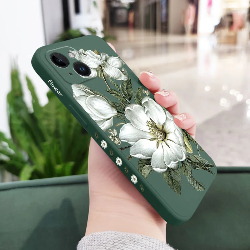 Soft TPU floral phone case for iPhone 16, 15, 14, 13