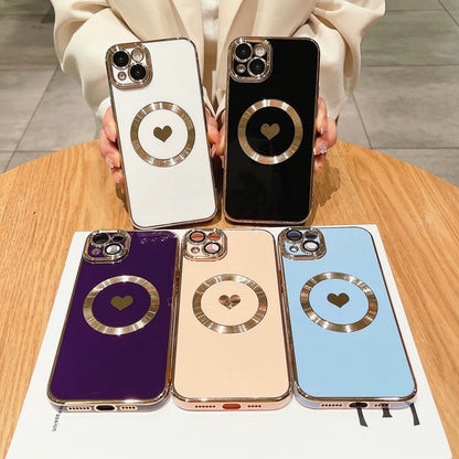 Amiriva Luxury MagSafe Magnetic Love Heart iPhone Case – Wireless Charging, Anti-Scratch, Anti-Fingerprint Protection for iPhone 11, 12, 13, 14, 15, 16 Pro Max Plus