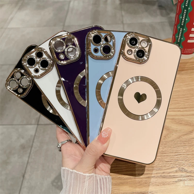 Amiriva Luxury MagSafe Magnetic Love Heart iPhone Case – Wireless Charging, Anti-Scratch, Anti-Fingerprint Protection for iPhone 11, 12, 13, 14, 15, 16 Pro Max Plus