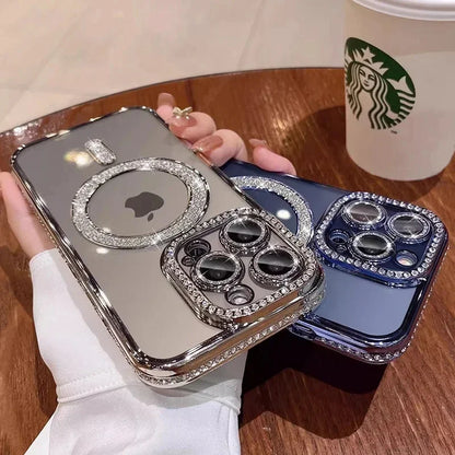 Crystal Diamond Clear Case for iPhone – Sparkly MagSafe Bling Cover | Amiriva - (SN1004)
