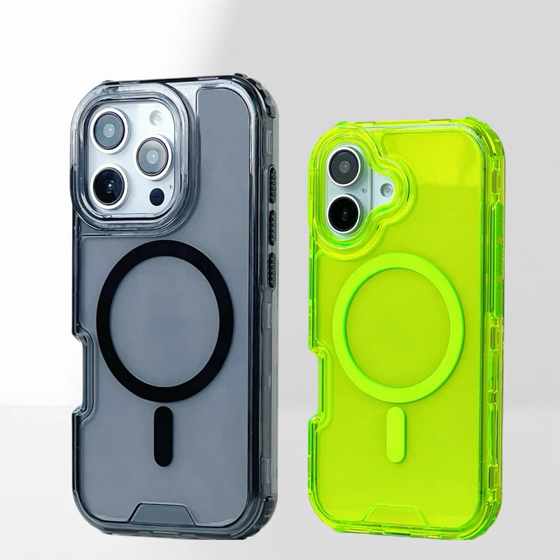 Neon Bumper Clear MagSafe iPhone Case – Shockproof & Wireless Charging Compatible- (NC1001)