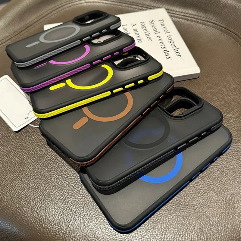 Luxury MagSafe Transparent Case for iPhone 16 15 14 13 12 11 Pro XS XR Max Mini Plus – Wireless Charging Cover + Free Shipping (SF1018)
