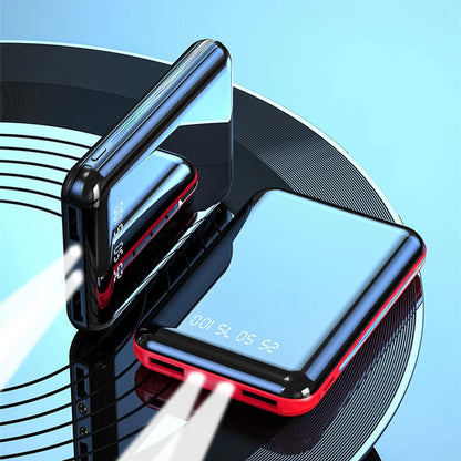 Amiriva Mini 20,000mAh Mirror Screen Power Bank – LED Display & Built-in Cables (AR1008)