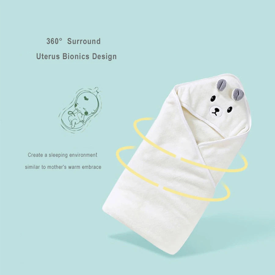 Amiriva Toddler Hooded Bathrobe Blanket – Coral Fleece Cartoon Towel Swaddle for Newborns and Kids