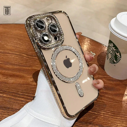 Luxury Crystal Diamond Clear MagSafe Case for iPhone 11–15 Pro Max - (JUL103)