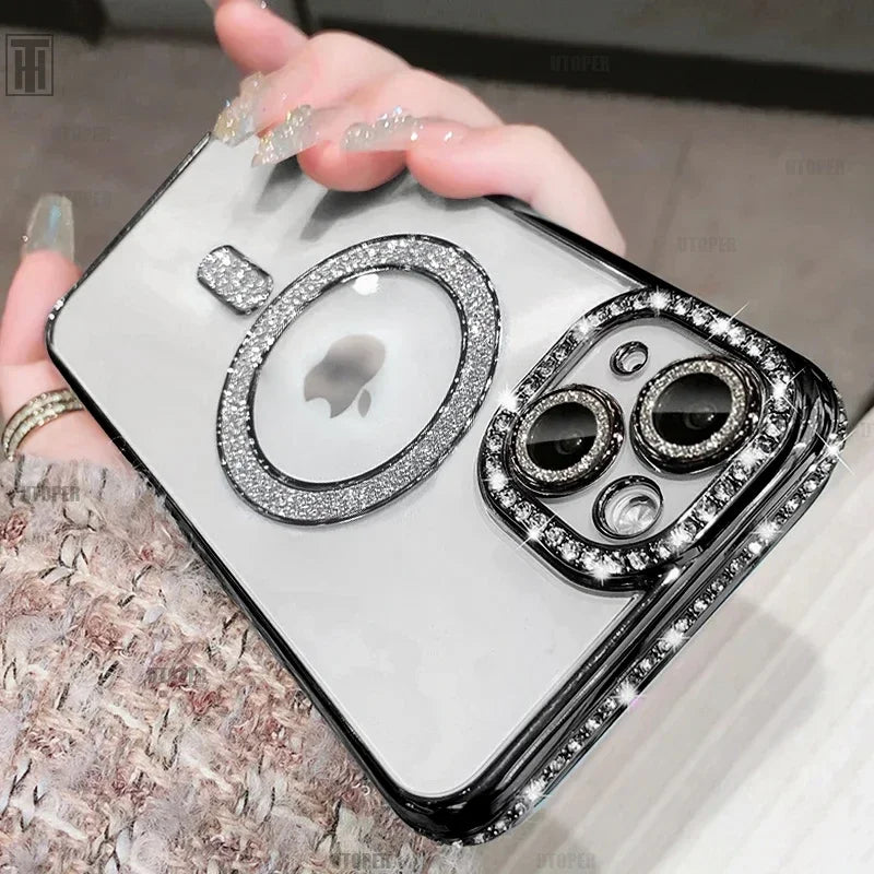 Crystal Diamond Clear Case for iPhone – Sparkly MagSafe Bling Cover | Amiriva - (SN1004)