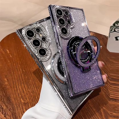 Luxury Glitter MagSafe Bracket Case for Samsung Galaxy – Diamond Plating, Wireless Charging, Shockproof | Amiriva - (SS1008)