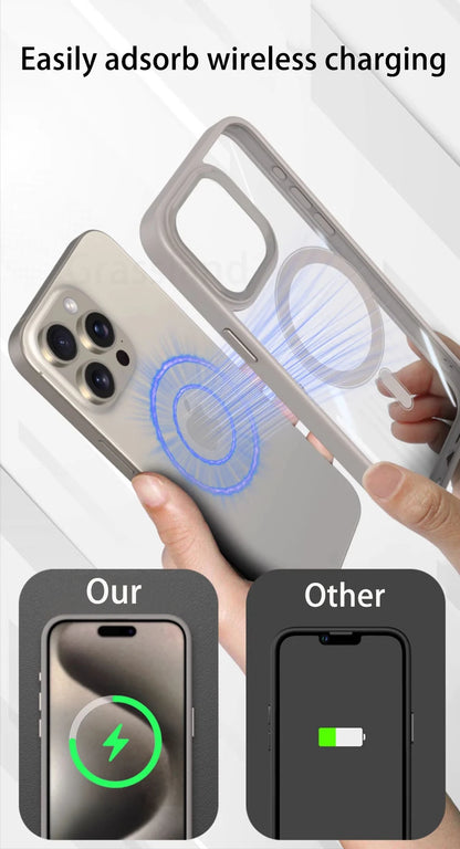 Luxury MagSafe Transparent Case for iPhone 16 15 14  – Wireless Charging Cover + Free Shipping - (SF1017)