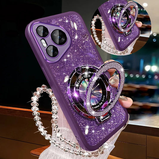 Glitter Crystal Bracelet Magsafe Phone Case for Samsung Galaxy S24 S23 S22 – Transparent Soft Silicone with Kickstand – Amiriva

