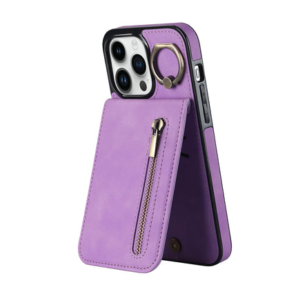 Zipper leather wallet iPhone case with RFID and card slots