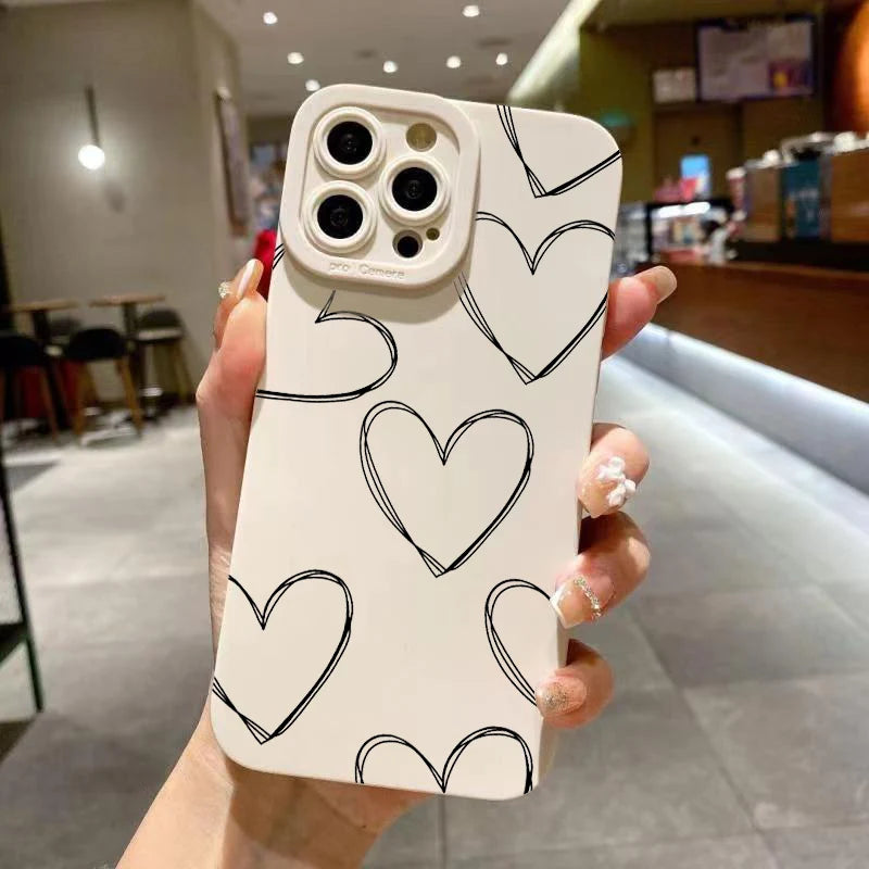 AMIRIVA Black and White Love Shockproof Silicone iPhone Case with Matte Finish – Compatible with iPhone 13 to 16 Pro Max