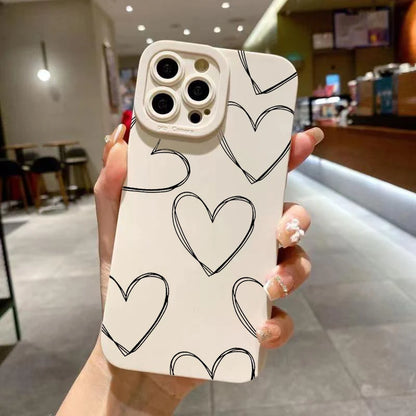 AMIRIVA Black and White Love Shockproof Silicone iPhone Case with Matte Finish – Compatible with iPhone 13 to 16 Pro Max