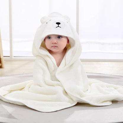 Amiriva Toddler Hooded Bathrobe Blanket – Coral Fleece Cartoon Towel Swaddle for Newborns and Kids