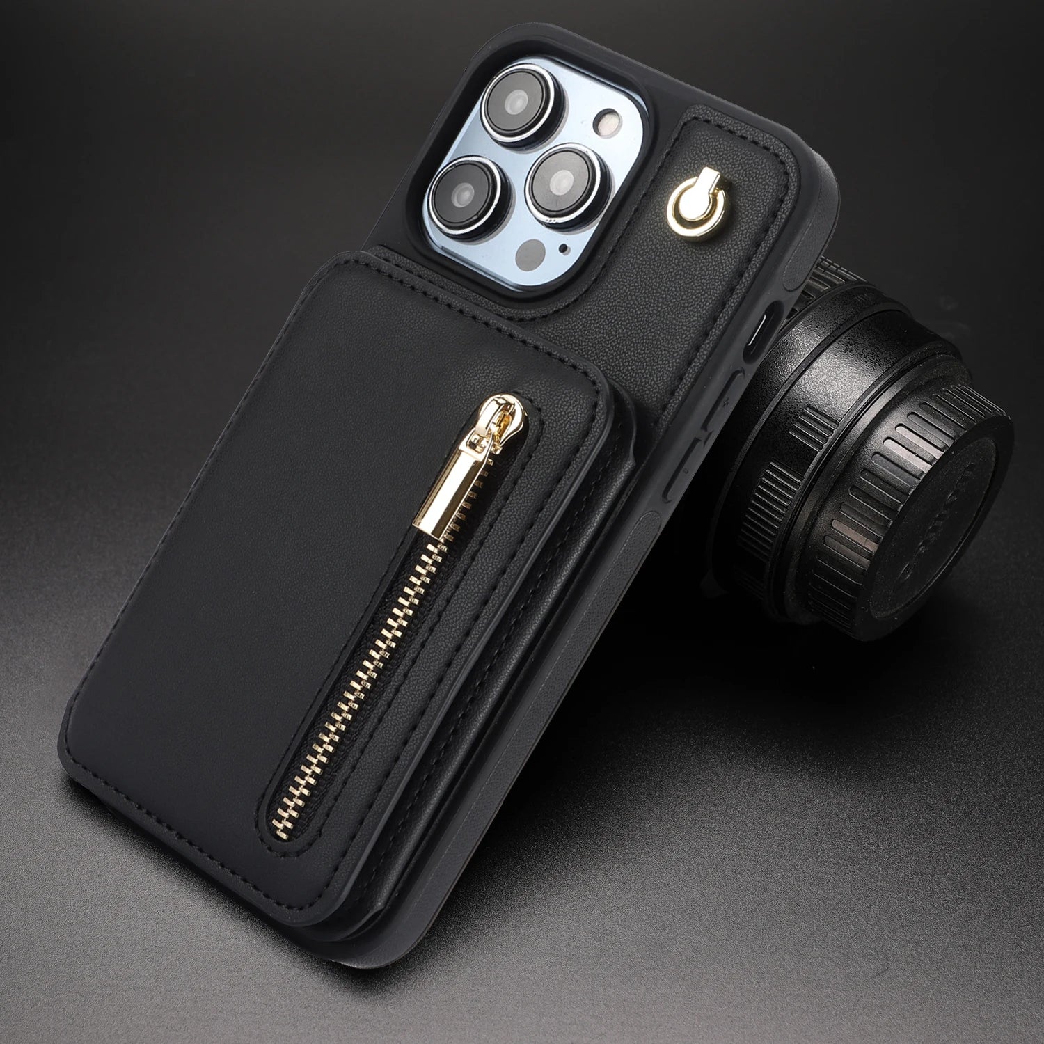 High-quality leather finish with anti-scratch texture on Amiriva RFID-blocking case