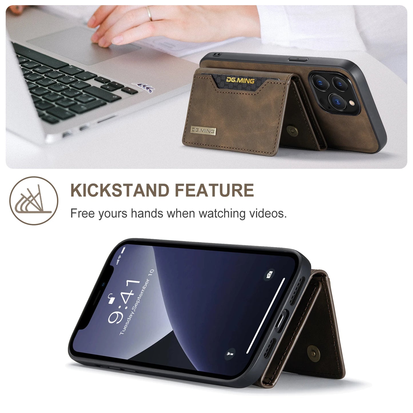 2-in-1 Magnetic Leather Wallet Case for iPhone 11–16 Pro Max – Detachable with Card Holder (ZYP333)